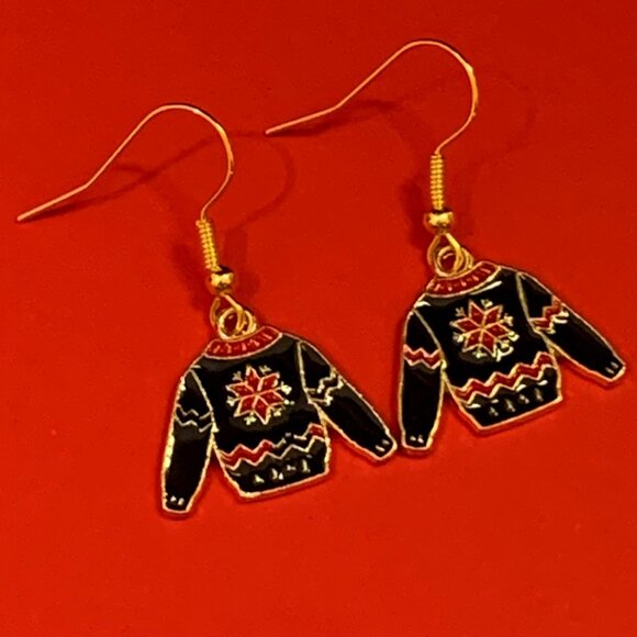 Ugly Sweater Earrings, Christmas Earrings, Holiday Earrings, Gift Idea, Sweater - Picture 1 of 4